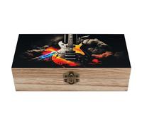 FodPand Wood Keepsake Box with Hinged Lid Handmade Wooden Wedding Memory Treasure Boxes Organizer Decorative Rock Music Storage Box for Jewelry Coins Cards Photos Letters Crafts Storage
