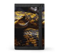 FodPand Yellow Snake Wallet,Portable Three Folds Wallet Sturdy With Hanging Buckle Zipper Wallets for Man Woman