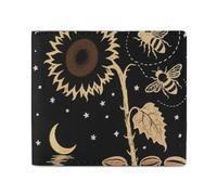 FodPand Yellow Sunflower Bumble Bee Black Fall Bifold Wallet for Men Women, 4.3"x3.7" Compact Leather Wallet with ID Window & Coin Pocket, Slim Minimalist Card Holder for Daily Carry & Travel