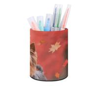 FodPand Yorkshire Terrier Pencil Case Round Pen Holder Office Desk Organizer Cute Pencil Cup Caddy Makeup Brush Storage Organizer Office Desktop Stationery Container Accessories
