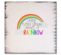 FoDuoDuo After Every Storm Comes A Rainbow Wood Sign | Housewarming Gift | Home Decor | Living Room Decor | Christian Gifts | Rustic Wood Wall Sign | Farmhouse Sign 12x12 Inch