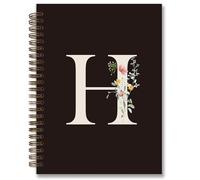 foedor Trendy Personalized Journal Hardcover Spiral Notebook,Black Initial Letter H Notebook,Monogrammed Gifts for Women Teen Girl,College Ruled Hardcover Spiral Notebook 5.5 x 8.3