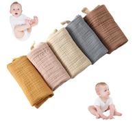 FOEEORT 5 PCS Muslin Cloths for Baby,Wash Face Muslin Squares,Suitable for Newborn Baby Wiping Bathing Feeding