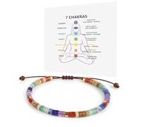 FOEEORT Chakra Bracelets For Women, Anxiety Bracelet With Inspiring Card, Adjustable Healing Crystals And Natural Stone Beaded Bracelet, Natural Stone Energy Bracelet For Daily Wear & Gift