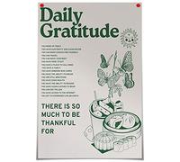 Vintage Green Daily Gratitude Quotes Posters for Room Aesthetic Cute Sunflower Butterfly Food Canvas Wall Art Painting Retro Wall Decor Pictures for Kitchen Dining Room 12x16in Framed