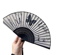 FOELANNE Bamboo Hand Folding Fans, Bamboo Cloth Folding Hand Fan Multicolor Dancing Party Cosplay Photo Props 1-10 pcs(Color3,2Pcs)