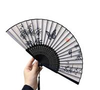FOELANNE Bamboo Hand Folding Fans, Bamboo Cloth Folding Hand Fan Multicolor Dancing Party Cosplay Photo Props 1-10 pcs(Color4,2Pcs)