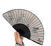 FOELANNE Bamboo Hand Folding Fans, Bamboo Cloth Folding Hand Fan Multicolor Dancing Party Cosplay Photo Props 1-10 pcs(Color7,1pc)