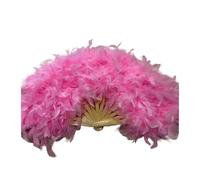 FOELANNE Bamboo Hand Folding Fans, Handheld Folding Feather Fan For Stage Dance Photography Wedding Party Props Multicolor 70x40cm(Pink)