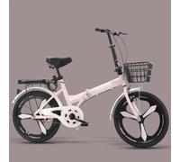 FOELANNE Bike for Adult, Adult Folding Commuter Bicycle Front Rear Brakes Adjustable Handlebar Saddle 22 Inch Multicolor(Pink)