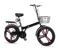 FOELANNE Bike for Adult, Adult Folding Commuter Bicycle Front Rear Brakes Adjustable Handlebar Saddle 22 Inch Multicolor(Black)