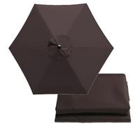 FOELANNE Garden Parasol Canopy Cover, Patio Umbrella Replacement Canopy 6.5-9.8ft for 6 Arms 8 Arms Multicolor(Brown,6 ribs-3m(9.8ft))