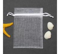 Organza Gift Mesh Candy Favour Pouches, 50pcs/lot 7 * 9/9 * 12/10 * 15/11 * 16/13 * 18cm Drawstring Organza Pouches Jewelry Packaging Bags Wedding Party Small Gift Bag(.White,10x15cm)