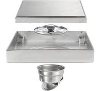 FOELANNE stainless steel shower drain Shower Drain 4 Inch Brushed with Removable Pattern Grate, Shower with Hair Strainer, 304 Stainless Steel Shower Drain for Bathroom(100x100mm)