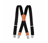 FOELANNE X Form Heavy Duty Suspenders, 3.8 * 120Cm Men'S Corn Grain X-Type Wide Braces Tooling Work Mens Suspenders 4 Clips Male Jockstrap Tool Belt Suspender For Pants(Black)