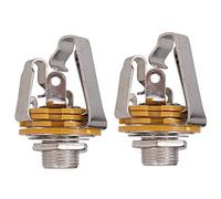 Foemey 2Pcs 1/4 inch 6.35Mm Stereo Input Jack Plug Socket For Electric Guitar Bass, Guitar Pickup Output Jack, Guitar Parts