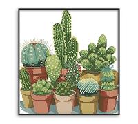 Foemey Cactus Patterns Counted Cross Stitch 11CT Printed Cross Stitch Sets Embroidery Sewing