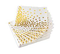Foemey Gold Dot Cocktail Napkins, Pack of 50, 3-Ply Paper Napkins with Polka Dots Perfect for Birthday Parties, Baby Showers, Bachelorette Parties, Weddings