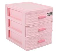 Foemey Plastic Drawer Designed 3 Compartment Jewelry Storage Box Pink