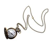 Foemey Retro Antique Bronze Spiderweb Pattern Pocket Watch Quartz Clock Necklace Pendant