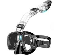 Foemey Snorkel Mask Foldable Diving Mask Set with Dry and Camera Mount, Anti-Fog Professional Snorkeling Gear-Black