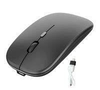 Foemey Wireless Mouse Rechargable,2.4G Ultra Silent Optical Mouse with USB and Type-C Receiver, for Laptop, (Black)