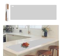 Foepoge 125 × 40cm Extra Long Silicone Mat for Kitchen Worktop Protector, Non Stick Heat Resistant Silicone Countertop Protector, Cuttable Protective Mat, Craft Mat for Resin, Grey