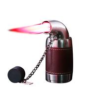 Foern 4 Jet Torch Lighter with Red Flame, Refillable Table Lighter Cigar Lighters with Cover, Windproof Candle Lighter with Cigar Punch for Smoking, BBQ(without Butane),Red