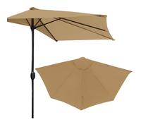 FOERPL Strong Patio Half Umbrella Replacement Canopy Cover Only for 9ft 5 Ribs Half Patio Umbrella (Only Canopy) (Khaki)