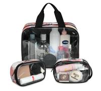 Foerrkelg Animal Cosmetic Bag,3 Pcs Toiletry Bag Clear Toiletry Bag Toiletry Bag for Women Clear Cosmetic Bag Makeup Organizer Bag Cute Piggy In Hat, Color 14, 12.2*3.74*10 in