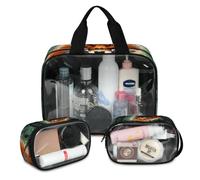 Foerrkelg Animal - Fox Cosmetic Bag,3 Pcs Toiletry Bag Clear Toiletry Bag Toiletry Bag for Women Clear Cosmetic Bag Makeup Organizer Bag Fierce Fox, Color 57, 12.2*3.74*10 in