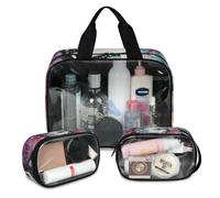 Foerrkelg Colorful White Horses Cosmetic Bag,3 Pcs Toiletry Bag Clear Toiletry Bag Toiletry Bag for Women Clear Cosmetic Bag Makeup Organizer Bag Cute Rainbow Unicorn, Color 35, 12.2*3.74*10 in