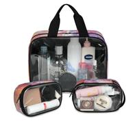 Foerrkelg Colorful White Horses Cosmetic Bag,3 Pcs Toiletry Bag Clear Toiletry Bag Toiletry Bag for Women Clear Cosmetic Bag Makeup Organizer Bag Rainbow Pony Unicorn, Color 44, 12.2*3.74*10 in