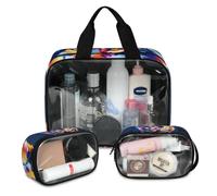 Foerrkelg Colorful Wolves Cosmetic Bag,3 Pcs Toiletry Bag Clear Toiletry Bag Toiletry Bag for Women Clear Cosmetic Bag Makeup Organizer Bag Colorful Wolf Graffiti, Color 4, 12.2*3.74*10 in