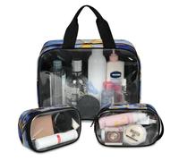 Foerrkelg Cosmetic Bag,3 Pcs Toiletry Bag Makeup Bag Travel Bag Set for Toiletries, with Handle Travel Enssential Toiletries,Set of 3 Marble Pattern, Color 14, 12.2*3.74*10 in