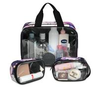 Foerrkelg Cute Cartoon Unicorn Cosmetic Bag,3 Pcs Toiletry Bag Clear Toiletry Bag Toiletry Bag for Women Clear Cosmetic Bag Makeup Organizer Bag Unicorn Pegasus, Color 84, 12.2*3.74*10 in