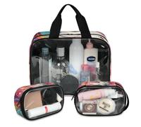 Foerrkelg Cute Fun Unicorn Cosmetic Bag,3 Pcs Toiletry Bag Clear Toiletry Bag Toiletry Bag for Women Clear Cosmetic Bag Makeup Organizer Bag Unicorn Rainbow Pony, Color 12, 12.2*3.74*10 in
