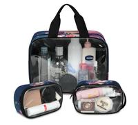 Foerrkelg Cute Unicorn Cosmetic Bag,3 Pcs Toiletry Bag Clear Toiletry Bag Toiletry Bag for Women Clear Cosmetic Bag Makeup Organizer Bag Unicorn Floral Print, Color 78, 12.2*3.74*10 in