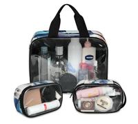 Foerrkelg Cute Unicorn Cosmetic Bag,3 Pcs Toiletry Bag Clear Toiletry Bag Toiletry Bag for Women Clear Cosmetic Bag Makeup Organizer Bag Cute Printed Unicorn, Color 76, 12.2*3.74*10 in