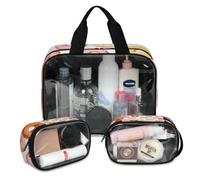 Foerrkelg Doughnut Cosmetic Bag,3 Pcs Toiletry Bag Clear Toiletry Bag Toiletry Bag for Women Clear Cosmetic Bag Makeup Organizer Bag Colorful Donuts, Color 70, 12.2*3.74*10 in