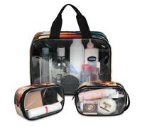 Foerrkelg Festive Days Cosmetic Bag,3 Pcs Toiletry Bag Clear Toiletry Bag Toiletry Bag for Women Clear Cosmetic Bag Makeup Organizer Bag Pet Basket, Color 88, 12.2*3.74*10 in