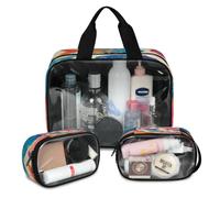 Foerrkelg Fish Cosmetic Bag,3 Pcs Toiletry Bag Clear Toiletry Bag Toiletry Bag for Women Clear Cosmetic Bag Makeup Organizer Bag Colorful Fish Graffiti, Color 42, 12.2*3.74*10 in