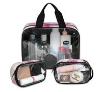 Foerrkelg Funny Pony Unicorn Cosmetic Bag,3 Pcs Toiletry Bag Clear Toiletry Bag Toiletry Bag for Women Clear Cosmetic Bag Makeup Organizer Bag Unicorn Pony Pattern, Color 82, 12.2*3.74*10 in