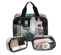 Foerrkelg Galaxies Cosmetic Bag,3 Pcs Toiletry Bag Clear Toiletry Bag Toiletry Bag for Women Clear Cosmetic Bag Makeup Organizer Bag Cosmic Space Aliens, Color 59, 12.2*3.74*10 in