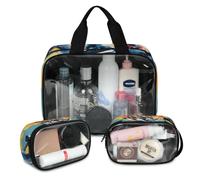 Foerrkelg Horse Cosmetic Bag,3 Pcs Toiletry Bag Clear Toiletry Bag Toiletry Bag for Women Clear Cosmetic Bag Makeup Organizer Bag Cartoon Unicorn Horse Print, Color 6, 12.2*3.74*10 in
