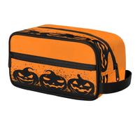 Foerrkelg Kids Travel Toiletry Bag for Boys Men Hanging Dopp Kit - Waterproof Shaving Bag Bathroom Bags Wash Bag for Toiletries Accessories, Pumpkin Halloween Orange, 10.5"L x 4.4"W x 5.3"H