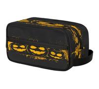 Foerrkelg Kids Travel Toiletry Bag for Boys Men Hanging Dopp Kit - Waterproof Shaving Bag Bathroom Bags Wash Bag for Toiletries Accessories, Halloween Smiling Pumpkin, 10.5"L x 4.4"W x 5.3"H
