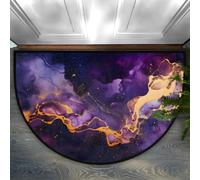Foerrkelg Marble Black Stone Half Round Door Mat Anti-Slip Semi Circle Rug Indoor Door Mat Half Moon Bath Mat, Washable Decorative Floor Mat for Kitchen Bathroom Hearth Fireplace 24X36