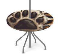 Foerrkelg Outdoor Tablecloth with Umbrella Holes Animal Dog Claw Waterproof Round Table Cloth with Elastic Zipper Wipeable Tablecloths for Picnics, Decks, Gardens Fits (45''-56'') Patio Table