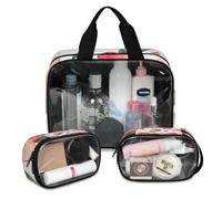 Foerrkelg Peaches Cosmetic Bag,3 Pcs Toiletry Bag Clear Toiletry Bag Toiletry Bag for Women Clear Cosmetic Bag Makeup Organizer Bag Fruits - Peaches, Color 14, 12.2*3.74*10 in